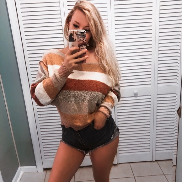 Free People Sweaters - Free People Fall Striped Off The Shoulder Sweater
